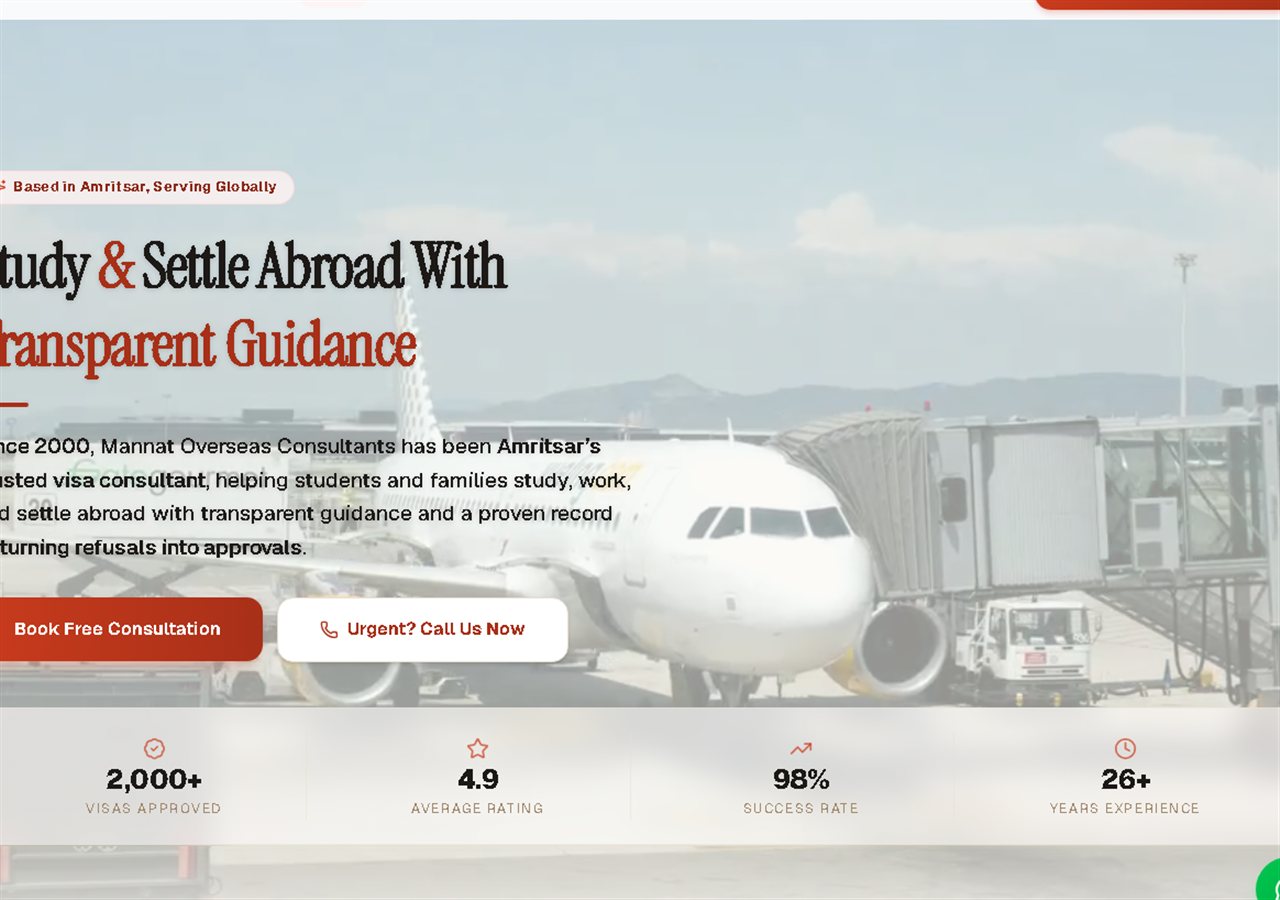 Mannat Overseas website homepage